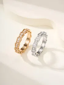 Bulgari full diamond snake bone ring-3756  